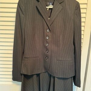Chaps Charcoal Pinstripe Skirt Suit - Gray